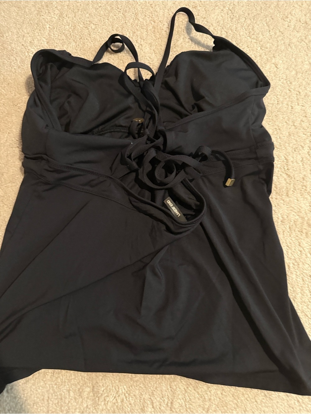 Lands' End Black Tankini with Floral Bikini Bottoms - Picture 3 of 5